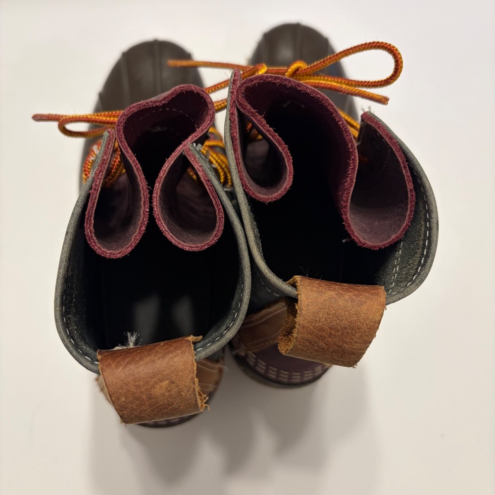 LL Bean 6" Bean Boots Womens 9 M Multi-Tone Navy Burgundy Leather Duck Boots USA - Picture 6 of 10